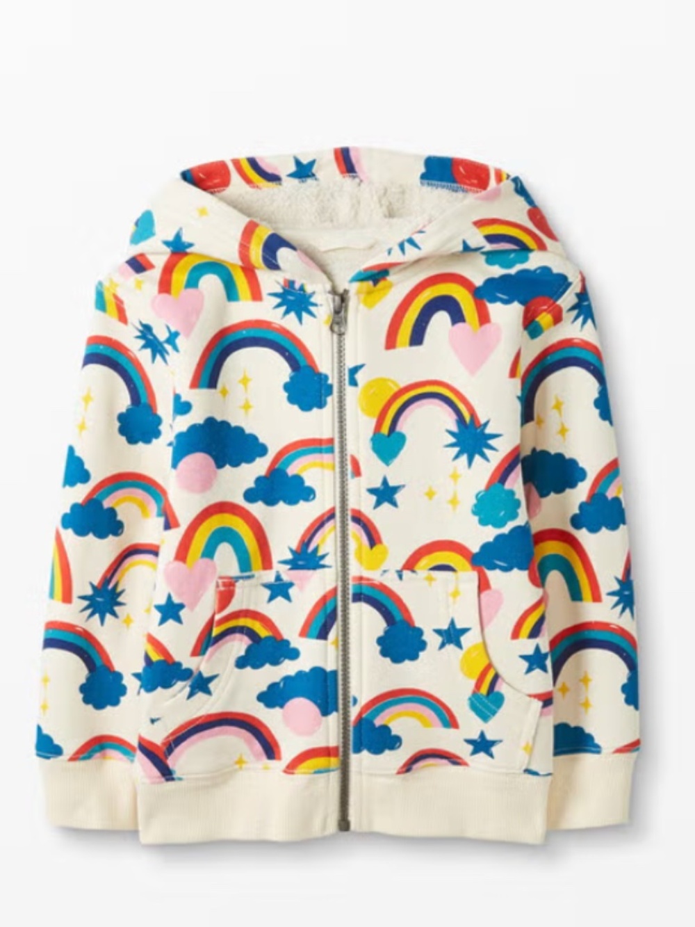🌈Hanna Andersson Storytime Rainbow Faux Shearling Lined Hoodie Size: 4